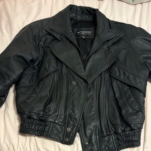 Wilsons Leather Black Leather Bomber Jacket